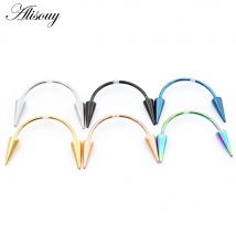 Alisouy 1pc Stainless Steel C Shape Spike Sharp Cone Tip Devil Smile Zombie Teeth Lip Tiger Tooth Nails Piercing Body Jewelry
