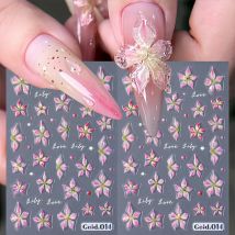 2 Stück glänzende Lilienblüten-Nagelkunst-Aufkleber, Abziehbilder, Orchideen-Blumen-Klebeschieber, holografische Aufkleber, Maniküre, Nagelkunst-Dekorationen