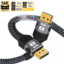 DisplayPort-Kabel 16K DP 2.1 Kabel 16k@30Hz 8K@60Hz, 4K@144Hz, HBR3-Unterstützung 80Gbps, HDCP 2.2, HDR10 für Gaming-Monitor Grafikkarte PC