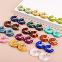 Mode Geometrische Bunte C Form Acryl Hoop Ohrringe für Frauen Vintage Harz Transparent Runde Kreis Ohrring Korea Schmuck