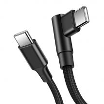 0.25m/0.5m/1m/2m/3m Gomito da 90 gradi Gomito in nylon intrecciato Caricatore rapido Gomito Cavo da USB C a tipo C per iPhone 15 16 Samsung Xiaomi
