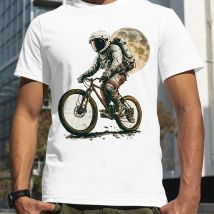 Astronaut Ride Bicycle to the Moon Männer Sommer kurze Ärmel lose übergroße T-Shirt Unisex Mountainbike Sport Hipster Mann T-Shirts