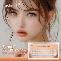 Lashtalk 1 Box selbstklebender DIY-Wimpernboden-Unterwimpern im Flammenstil, 72 Cluster, kein Kleberentferner, einstufiges Drücken auf vorgeklebt