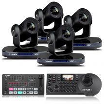 FoMaKo Telecamera PTZ NDI 60FPS 4K, zoom ottico 20X (4 pezzi) + controller PTZ Pro kC608 + commutatore mixer video M2, pacchetto NDI PTZ