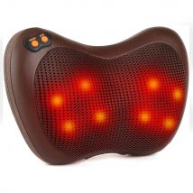 Cojin Masajeador Shiatsu con 8 Nodos Cojín de Masaje Eléctrico Cervical y Espalda Cuello Calefacción 3 Velocidades Temporizador Almohada para Casa Oficina Coche