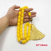 Große größe Gelb Harz Tasbih 33 45 66 99 Gebet Perlen arab mode armband Kuwait misbaha Mann der Islam Muslim geschenk rosenkranz