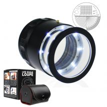 Lupe mit 10-facher Vergrößerung (1/4/9), austauschbare Glaswaage, 25 mm Sichtfeld mit 8 LED-Lichtern – CLMG-7173