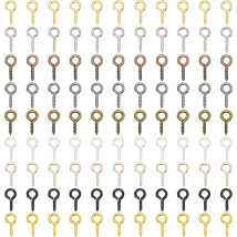 200pcs Small Tiny Mini Eye Pins Eyepins Hooks Eyelets Screw Threaded 9 Colors Clasps Hook For DIY Jewelry Making Findings
