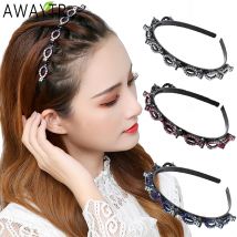 Nicht-Slip Alice Haarband Strass Stirnband Frauen Haar Bands Hoop Krallen Clips Doppel Pony Frisur Haarnadel Haar Zubehör