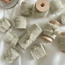 Original Silk Crepe Band Auf Holz Spulen Mit Raw Ausgefranste Kanten Für Hochzeit Dekoration Stationäre DIY Handgemachte Handwerk Material