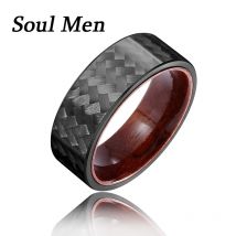 8mm Wide Carbon Fiber Shell And Rosewood Inner Ring Combination Ring Men's  2022 Trend