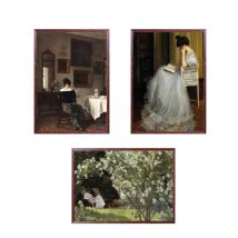 Woman Reading Antique Oil Painting On Canvas Posters Vintage Gallery Wall Art Pictures Female Prints for Living Room Home Decor
