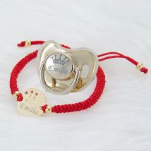 MIYOCAR Personalisierte reales gold platte bling schnuller edelstahl armband set BPA FREI Luxus einzigartige design schnuller PB