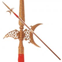 DENIX réplica de alabarda medieval italiana, hecha de metal y madera, hoja sin afilar, para decoración del hogar, Colección, accesorios