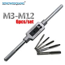 3F Handgewindebohrer-Set mit metrischem Gewinde M3 M4 M5 M6 M8 mit verstellbarem Windeisen 1/16-1/4 Zoll