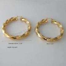 KLAR TWIST GELB GOLD FARBE GEFÜLLT MESSING RIESIGE HOOP 60MM 2.36 "OHRRING BAND BREITE 8MM