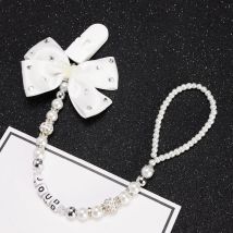 MIYOCAR Jede name Bling silber strass bogen rosa und splitter perlen dummy clip halter schnuller clips halter/Beißringe clip
