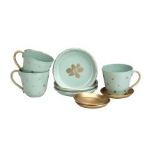 Aizulhomey Metal Dollhouse Furniture Green Tea Cup set 9 pcs for Blythe OB24 Dollhouse Decoration Dollhouse Accessories 1:4 1:6