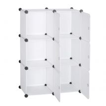 WOLTU Armadio fai-da-te Scaffale portaoggetti in plastica Libreria a 6 scomparti con porta Scatola portaoggetti Organizzatore Armadio per camera da letto