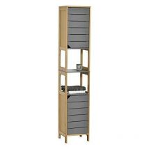 Tendance Noumea - Mueble de baño Columna de 2 puertas, 2 huecos, madera gris