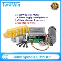 CNC Spindel Motor 0,5 kw Luftgekühlten Spindel ER11 Chuck 500W + 52mm Clamp + Netzteil Geschwindigkeit gouverneur Für PCB Gravur