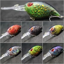 wLure Crankbait Wobble Angelköder 6 cm 5 g Tieftauchen Tight Action Süßwasser Hartköder Schwimmend 8 #   Haken Insektenköder C770