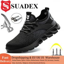 SUADEX Sicherheitsschuhe für Herren und Damen, Stahlkappenstiefel, Anti-Smashing-Arbeitsschuhe, leicht, atmungsaktiv, Verbundkappe, Herren, EUR-Größe 37–48