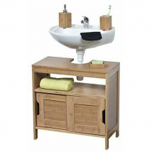 Mueble de Baño Armario Bajo Lavabo Bambú con 2 Puertas Correderas y  1 Estante Interior - MAHE