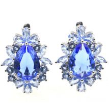 Kaufen Sie 4 und erhalten Sie 1 gratis 26 x 20 mm. Schillernde 10 g violette Tansanit-Gold-Citrin-Geschenk für die Braut-Hochzeits-Silberohrringe