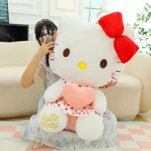 60cm Sanrio Hello Kitty Plush Kawaii Heart Cats Plush Dolls Stuffed Animal Toy Super Cute Pink