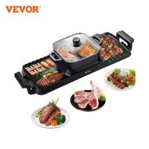VEVOR 2in1 Electric BBQ Pan Grill Hot Pot 2400W Multifunction Home Portable Smokeless Nonstick