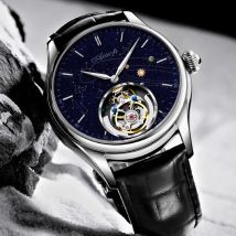 Super AESOP Flying Tourbillon Watch for Men Milky Way Star Sapphire Dial Luxury Steel Band Male
