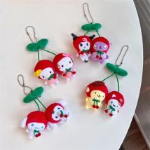 Sanrio Cherry Series Plush Doll Pendant Hello Kitty Cinnamoroll Kuromi Pom Pom Purin Cute Cartoon