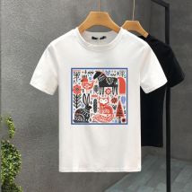 2024 Hot Korea Style Brand Tshirt 100%Cotton Hand Painted Zoo Printed Tees Summer Haruku Women Short Sleeve T-shirt