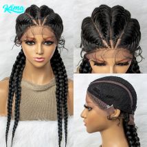 26 Inches Synthetic Lace Front Wigs Braided Wigs Lace Front Dutch Twins Cornrows Braids Wig With