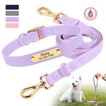 Custom Engraved Dog Collar Leash Set Waterproof PVC Dogs Cat Necklace Personalized Pet ID Collars