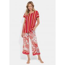 Pyjama en jersey de coton et Modal - rouge / fuchsia / crème / à motifs - Gr. 23 de Goldner Fashion