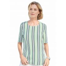 Chemisier rayé en viscose fluide - blanc / marine / vert / rayé - Gr. 21 de Goldner Fashion