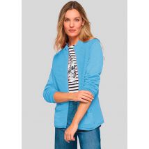 Strickjacke mit Stehkragen und 2-Wege-Reißverschluss - blau - Gr. 50 von Goldner Fashion