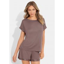 Pyjamashort met satijnen biesjes - bruin - Gr. M van Goldner Fashion