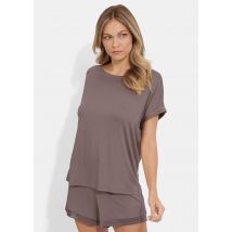 Pyjamashirt met satijndetails - bruin - Gr. L van Goldner Fashion