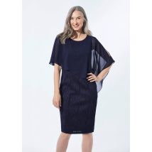 Robe habillée avec drapé en mousseline - marine - Gr. 23 de Goldner Fashion