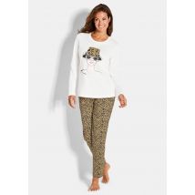Pyjama mit Animal Print - cremeweiß / camel / schwarz - Gr. 20/21 von Goldner Fashion