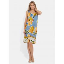 Hihaton vapaa-ajan mekko viskoosijerseytä - blau / gelb / kuvioll. - Gr. 38 - Goldner Fashion