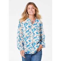 Chemisier en mousseline de soie avec poignets élastiques - bleu / à motifs - Gr. 21 de Goldner Fashion
