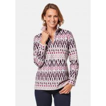Pull camionneur en chaude polaire - aubergine / à motifs - Gr. 20 de Goldner Fashion