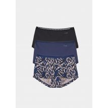 Lot de 3 culottes taille basse en coton - bleu / à motifs - Gr. L de Goldner Fashion