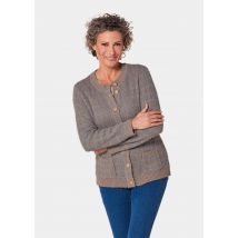 Strickjacke mit Taschen - taupe / grau / melange - Gr. 52 von Goldner Fashion