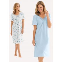 Lot de chemises de nuit en pur coton - weiß / hellblau - Gr. 23/24 de Goldner Fashion