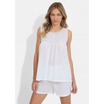 Yöasusetti babydoll-paidalla ja lyhyillä housuilla - valkoinen - Gr. 36 - Goldner Fashion